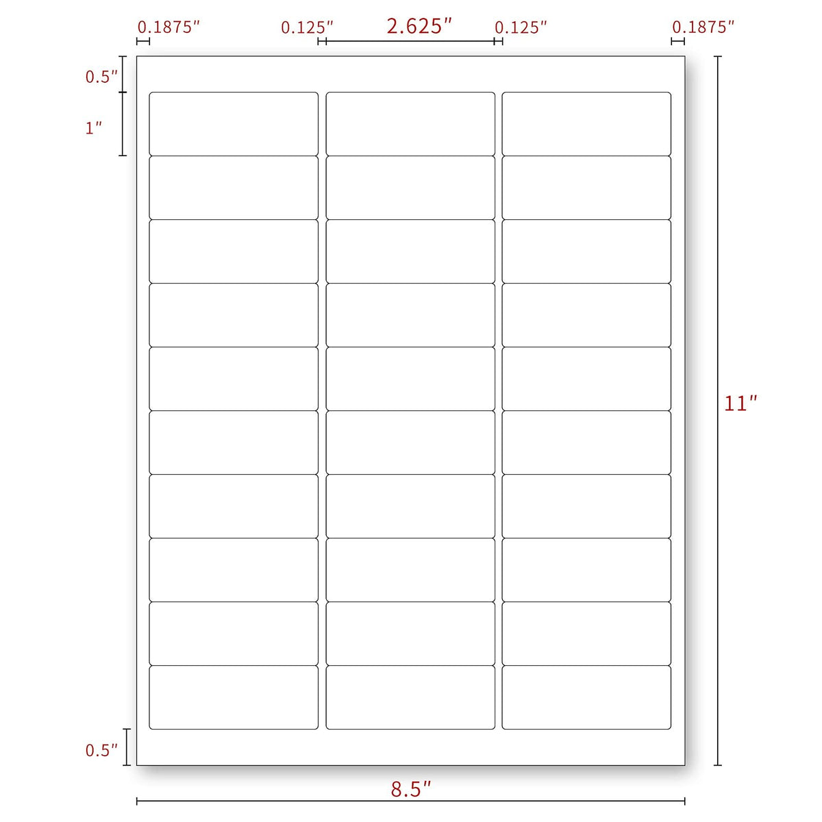 KKBESTPACK 30 etiquetas de dirección de envío – 1" x 2-5/8" autoadhesivas código de barras FNSKU pegatinas para impresora de inyección de tinta y láser (100 hojas/3000 etiquetas)