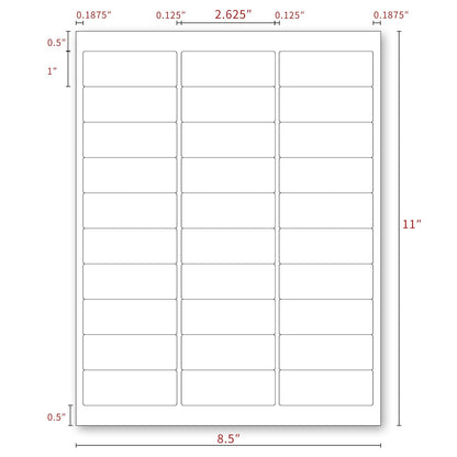 KKBESTPACK 30 etiquetas de dirección de envío – 1" x 2-5/8" autoadhesivas código de barras FNSKU pegatinas para impresora de inyección de tinta y láser (100 hojas/3000 etiquetas)