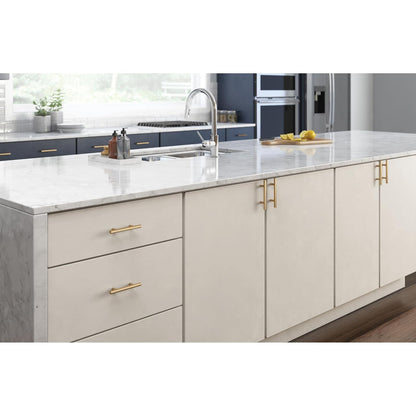 Franklin Barra maciza de latón (paquete de 10) manijas de gabinete de 7,6 cm con agujero central | Puerta de cocina de bronce champaña, cajones, aparadores, muebles BAR076Z-CZ-B
