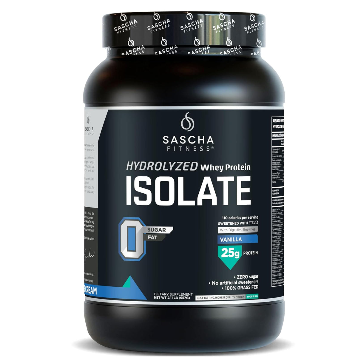 Sascha Fitness Suplemento Alimenticio Proteína sabor Vainilla, 907 gr