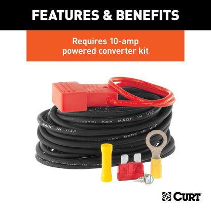 CURT 56496 Convertidor de Luz Trasera de Remolque de 3 a 2 Cables, Arnés de 4 Pines, Negro