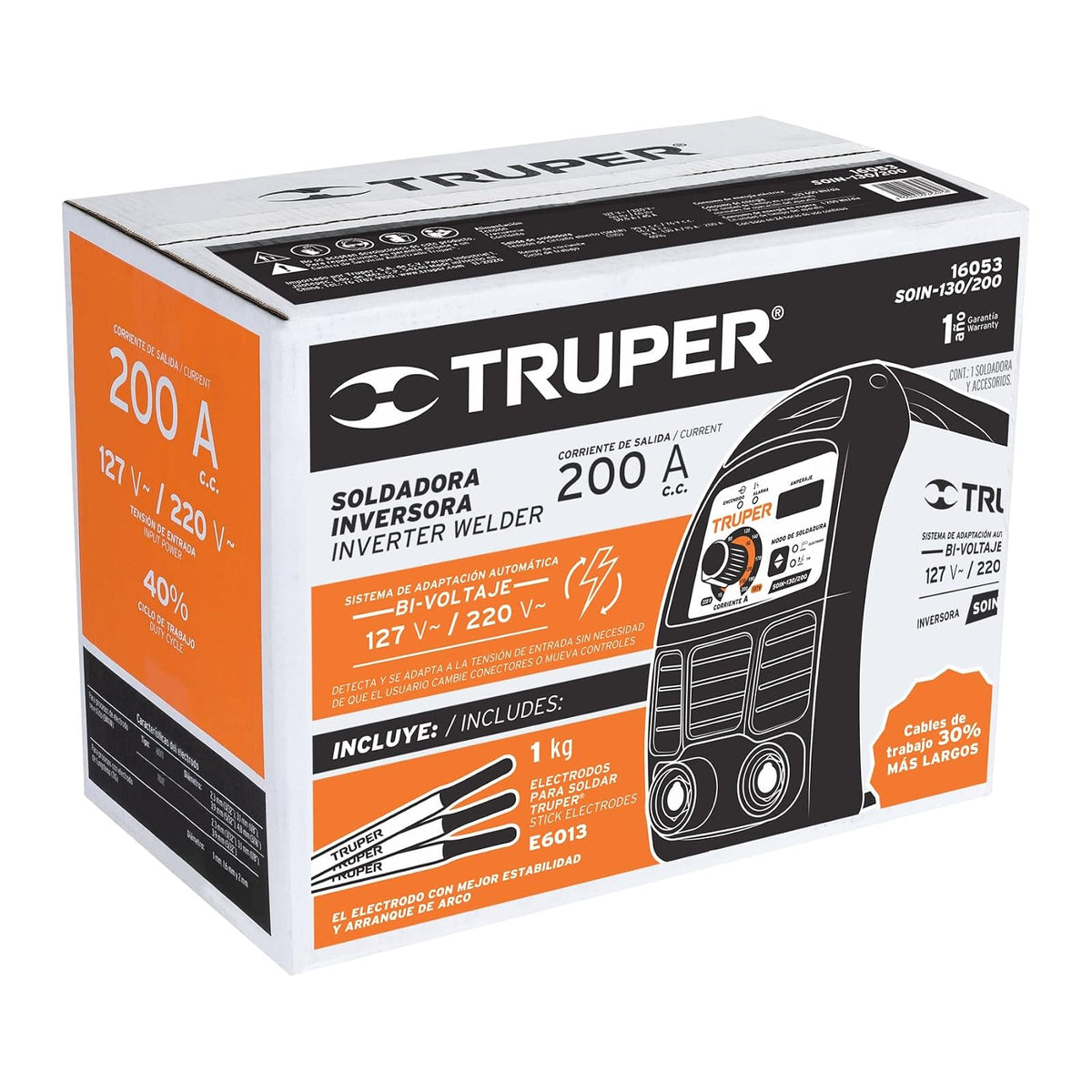 Truper SOIN-130/200, Soldadora inversora, 200 A, 127 V/220 V