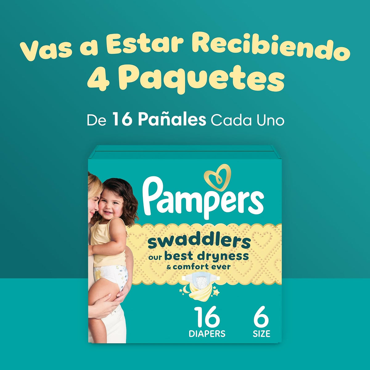 Diapers Size 6, 16 Count - Pampers Swaddlers Disposable Baby Diapers, Jumbo Pack (Packaging May Vary)