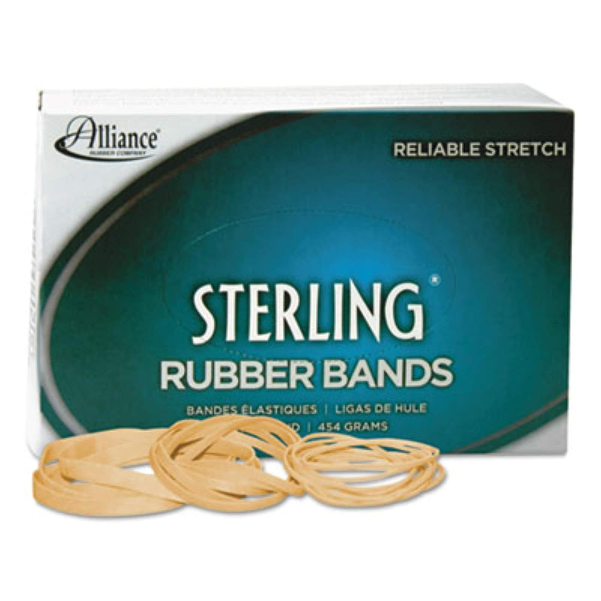 Alianza Rubber 24625 - Bandas de goma de ley tamaño #62, caja de 1 libra contiene aproximadamente 600 bandas (2 1/2 x 1/4 pulgadas, crepé natural)