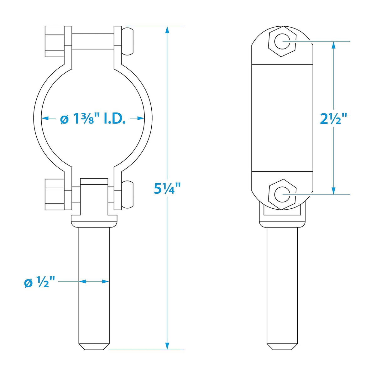 SEACHOICE 70521 Zinc-Plated Steel Clamp-On Oar Locks, Set of 2