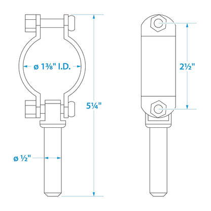 SEACHOICE 70521 Zinc-Plated Steel Clamp-On Oar Locks, Set of 2