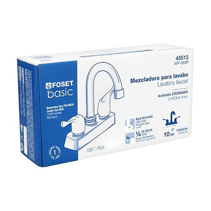 Foset Basic MP-060P, Mezcladora plástica 4" cuello tipo bar para lavabo manerales de palanca