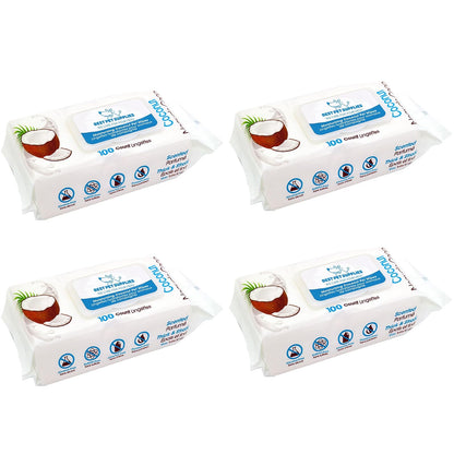Best Pet Supplies Toallitas de Aseo para Perros y Gatos - 4 x 100 Pack - Coconut