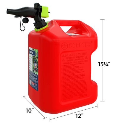 Scepter FSCG552 - Recipiente de Combustible con Boquilla SmartControl a Prueba de derrames con Embudo Adicional, Mango Trasero, Bote de Gas Rojo, 5 galones