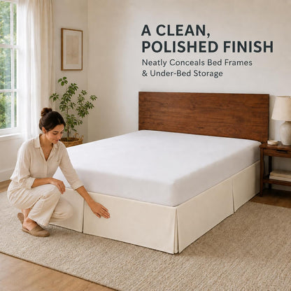 Cathay Home - Falda de Cama Plisada de Microfibra de Doble Cepillado de fácil Ajuste, Ultra Suave, Resistente a la decoloración y a Las Arrugas, Leche de Coco, tamaño Queen