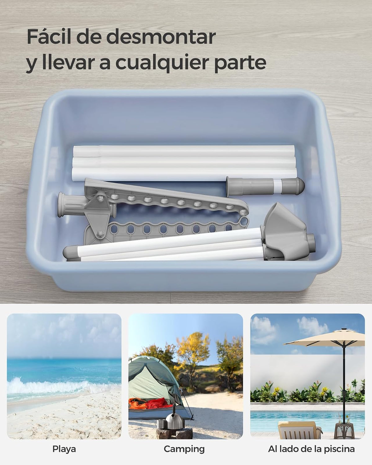 SONGMICS Tendedero de Ropa, Plegable, 3 Brazos Giratorios, Alto 150 cm | Tendedero para Perchas, de Interior, de 4 Patas, Blanco Mate y Gris, Colección BUNJI MLLR510G01