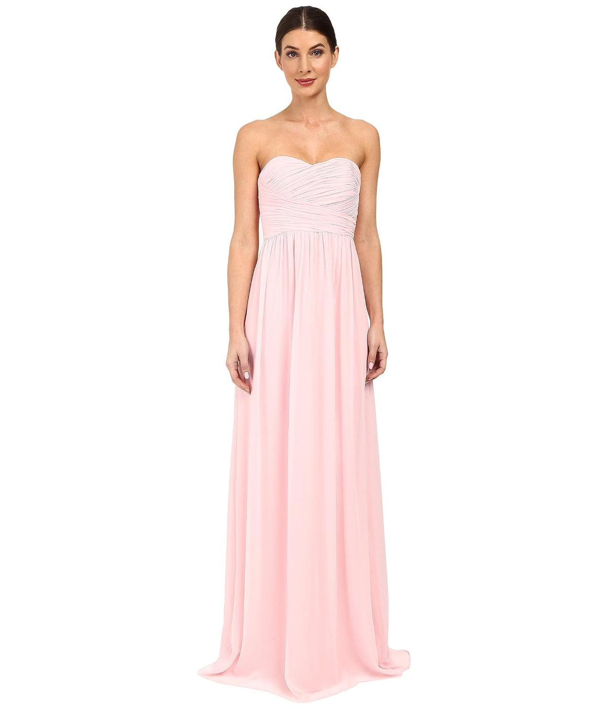 Donna Morgan Women's Stephanie Long Strapless Chiffon Dress