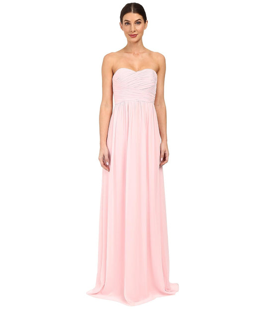 Donna Morgan Women's Stephanie Long Strapless Chiffon Dress