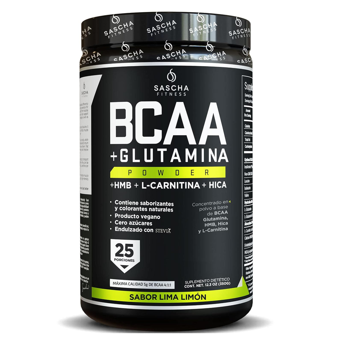 Sascha Fitness BCAA en Polvo 4:1:1, Bote 350 g - Lima Limón