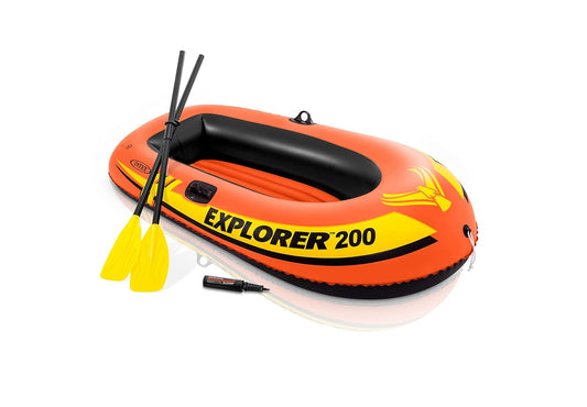 INTEX Explorer - Serie Inflable para Botes: cámaras de Aire duales, cerraduras de remos soldadas, Asas de Agarre, Cuerda de Proa, diseño Deportivo