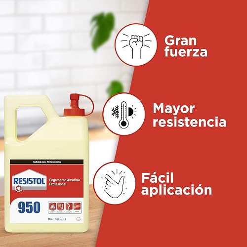 Resistol 950, pegamento amarillo profesional, pegamento para madera resistente al calor, adhesivo viscoso para ensamblar madera, resistol para carpintería, 1x1kg