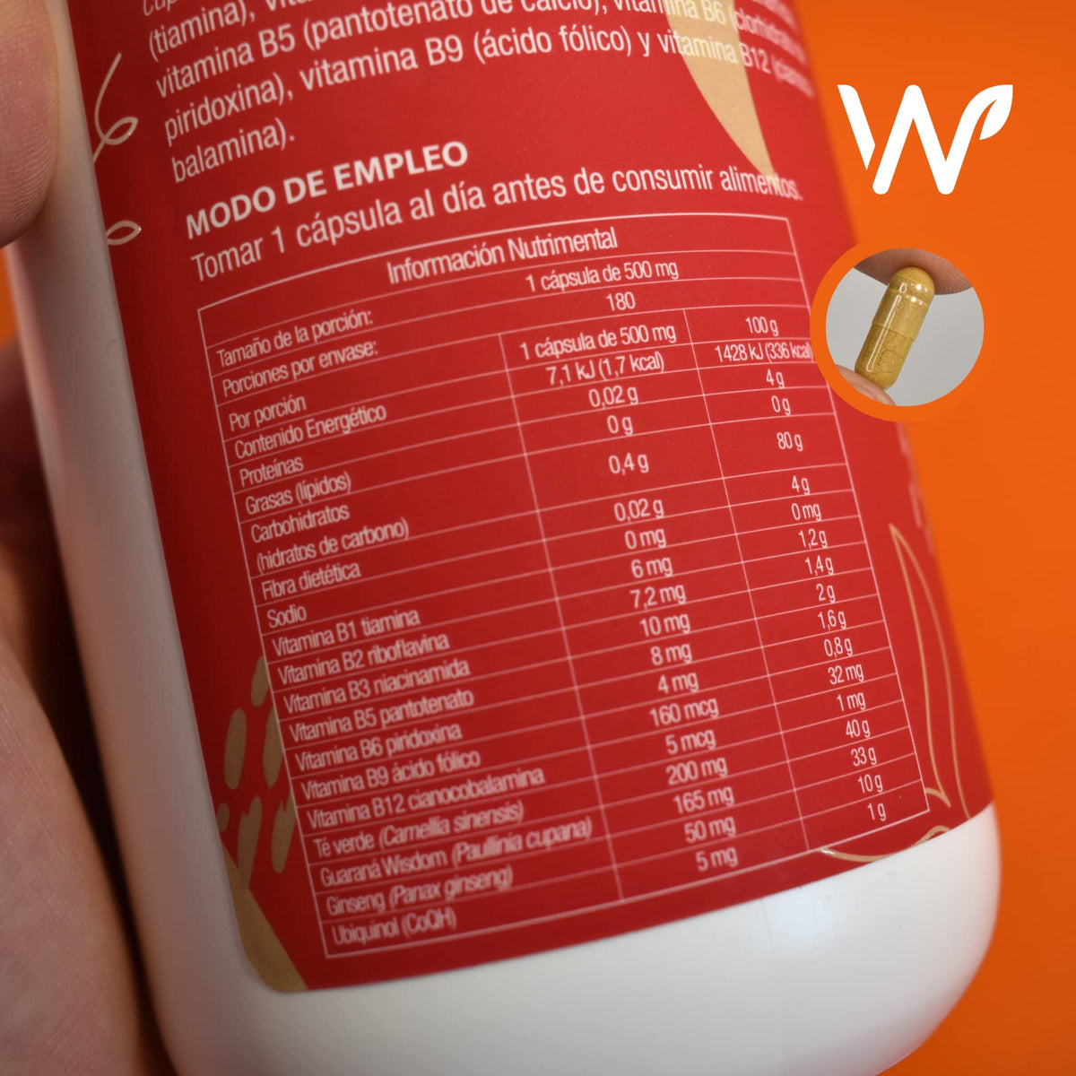Energy Complex Vitaminas y Suplementos para Mujeres Hombres Performance Energia Vitalidad Disminuir Fatiga con 180 Capsulas | A Base de Ubiquinol Guarana Ginseng Te Verde Complejo B | Natural Wisdom