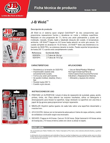 J-B Weld Adhesivo Epóxico 8265SPA 56.8gr