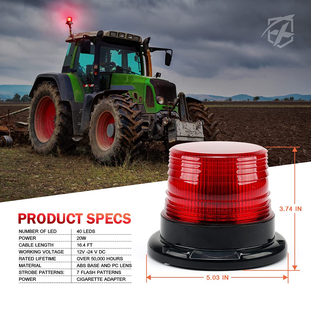 Xprite Luz LED de Faro con Base Magnética para Carretilla Elevadora y Vehículos, Rojo, SL-BCN-G3-R
