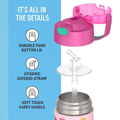 THERMOS FUNTAINER Botella de acero inoxidable con aislamiento al aspiradora para niños, de 12 onzas