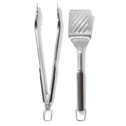 OXO Good Grips - Juego de Herramientas para Asar a la Parrilla, Pinzas y espátulas, Color Negro