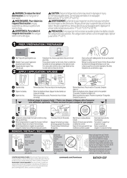 Command - Jabonera para Ducha, sin daños y sin Herramientas para organización de baño, 1 Plato Negro Mate y 2 Tiras de Comando Resistentes al Agua