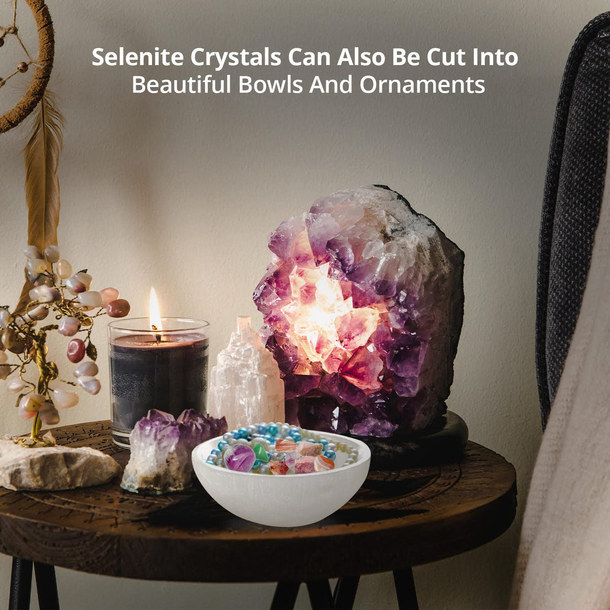 Himalayan Glow Tazón de Selenita Marroquí 4 Pulgadas para Carga de Cristales