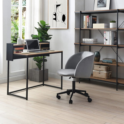 Alterego Silla de Oficina Giratoria Bliss en Terciopelo Gris con Altura Ajustable y Asiento Acolchado