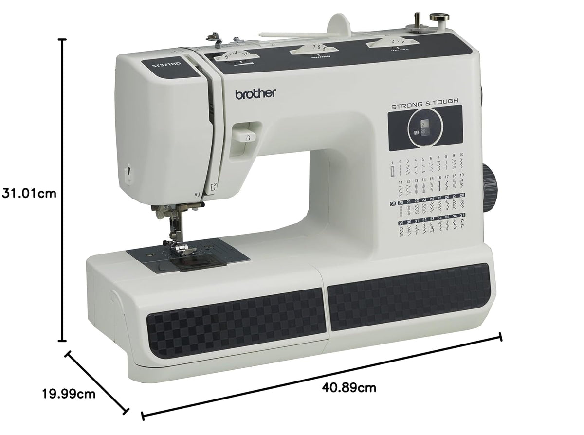 Máquina de Coser Brother, 37 Puntadas, Color Blanco con Negro, Modelo ST371HD