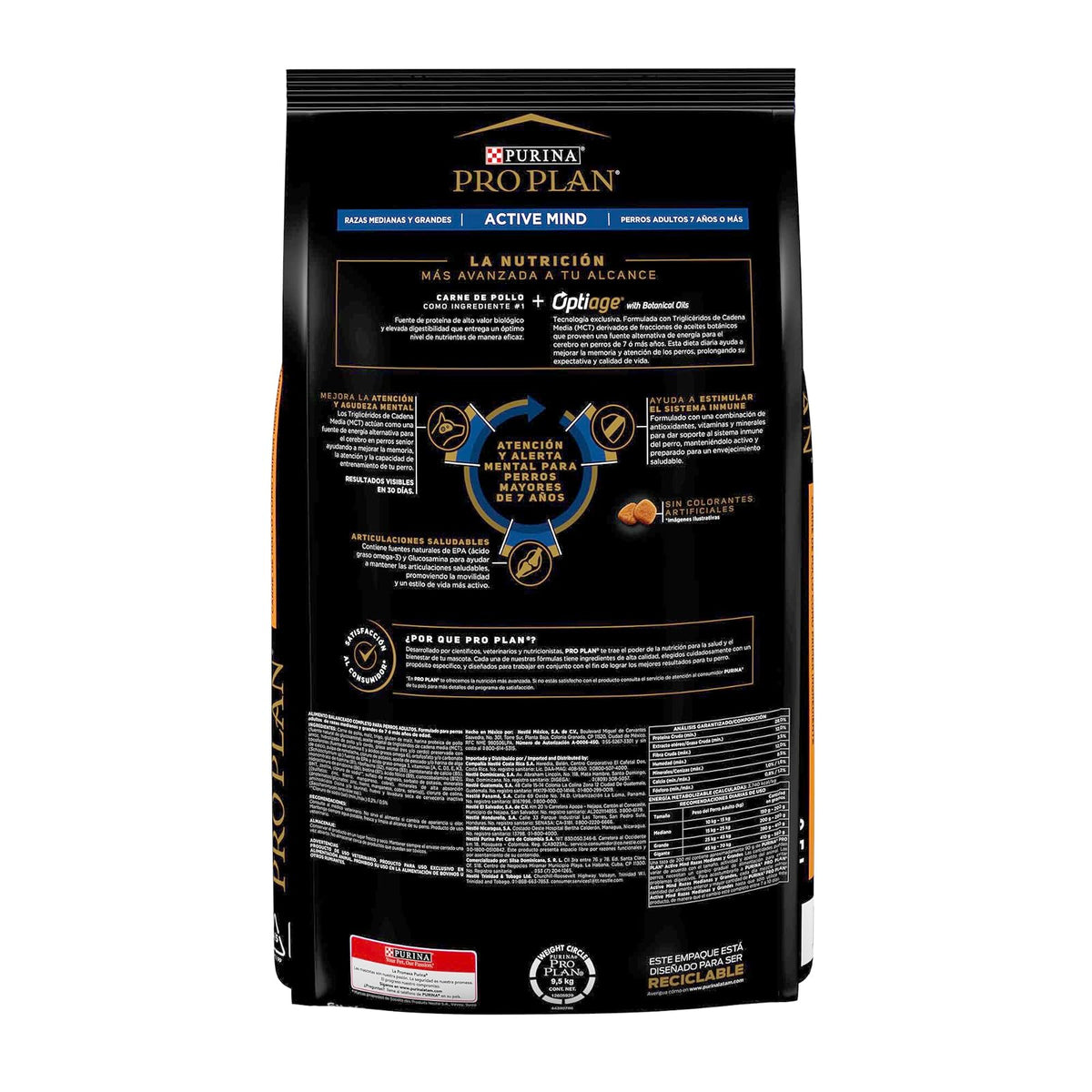 Purina Pro Plan Active Mind Adulto Razas Medianas y Grandes Sabor Pollo 9.5 Kg