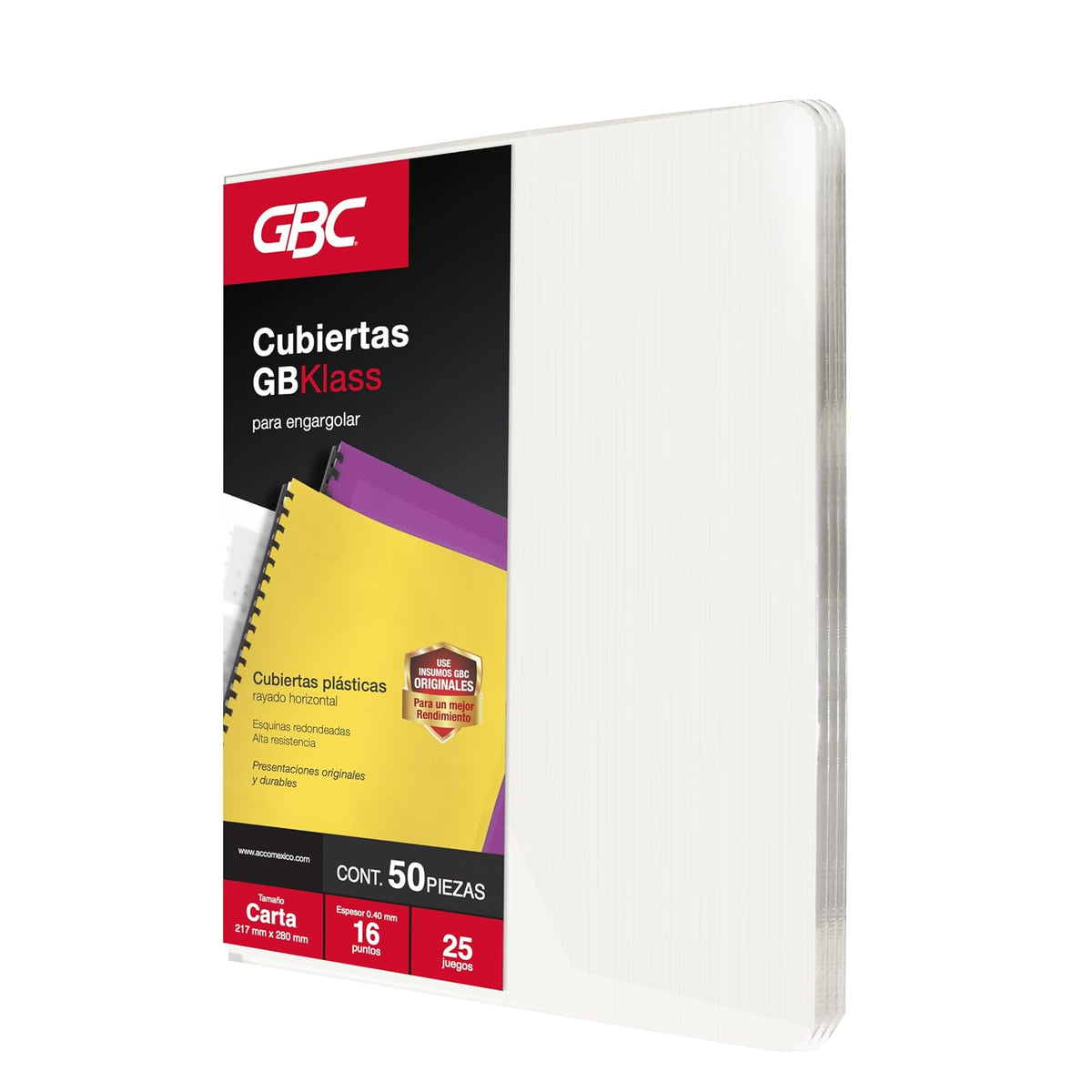 GBC M600003 Cubierta para Encuadernar Cristal Transparente Carta 16 Puntos - TRANSPARENTE