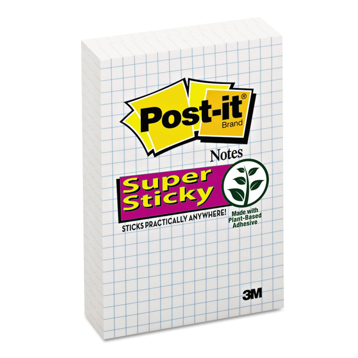 Post-it - Notas superadhesivas recicladas, 4 x 6 pulgadas, colección Bali, forradas, 4 almohadillas para orejas/paquete, 45 hojas/bloc (4621-SSNRP), Blanco (White Grid), 6 Pads