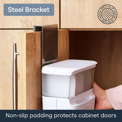 YouCopia DoorStash Organizador de artículos de Cambiador, Organizador Colgante para Puerta de clóset de baño con 3 Compartimentos Ajustables y Tapa Cubierta para organización de Accesorios