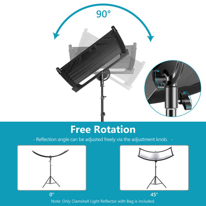 NEEWER Clamshell Difusor Reflector de Luz con Bolsa de Transporte,39”×18”/100x45cm Reflector de Iluminación Curvo para Estudio de Video y Fotografía, Negro/Blanco/Dorado/Plateado (Soporte no Incluido)