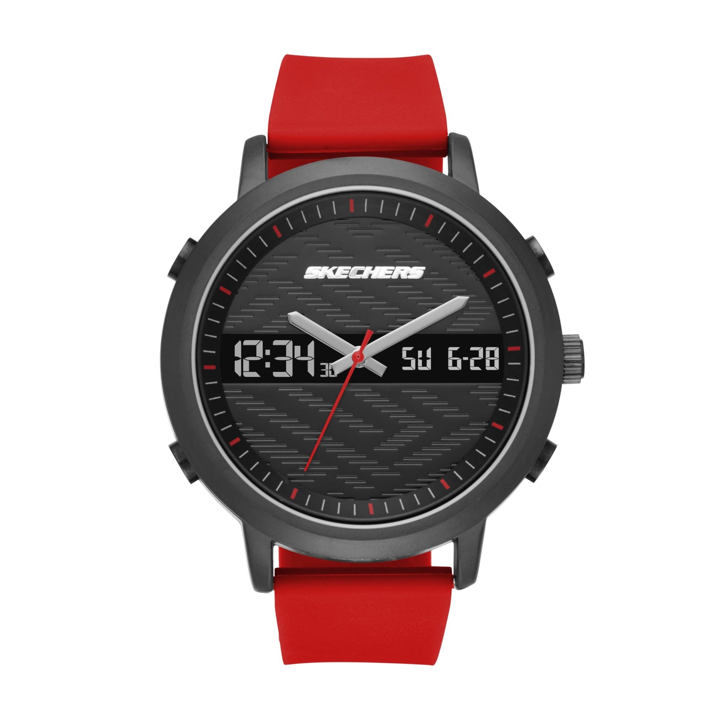 Skechers SR5073 Reloj Análogo/Digital para Hombre con Correa de Silicon, color Negro/Rojo