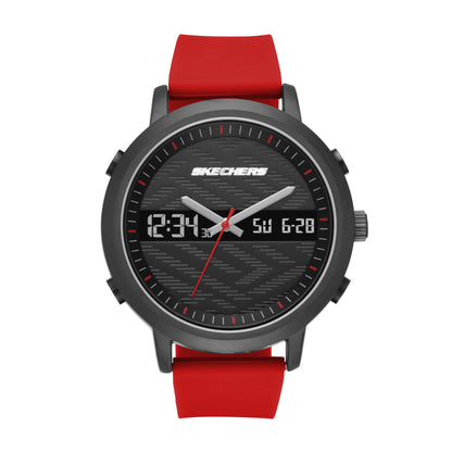 Skechers SR5073 Reloj Análogo/Digital para Hombre con Correa de Silicon, color Negro/Rojo