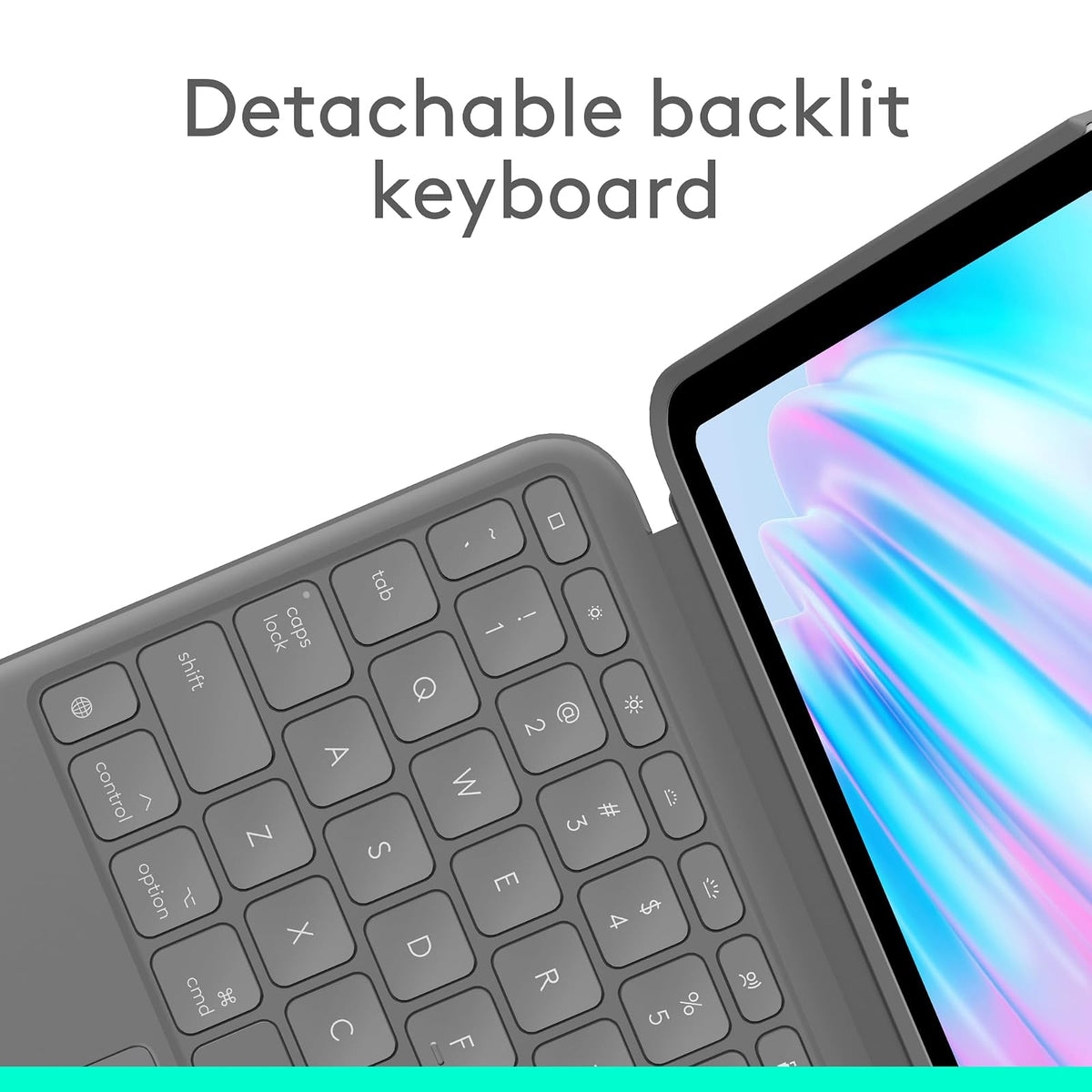Logitech Combo Touch para iPad Air de 11 Pulgadas (M2, M3 y M4) y iPad Air (5.ª y 6th generación) Funda con Teclado retroiluminado Desmontable con Soporte, Color - Gris Oxford