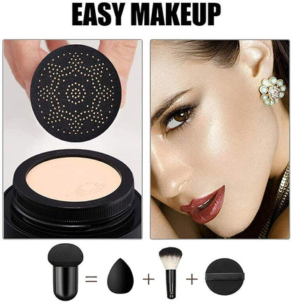Waterproof Flaw-Less Air Cushion Foundation, Air Cushion CC Cream Mushroom Head Foundation, Makeup Foundation Full Coverage, Even Skin Tone Makeup Base