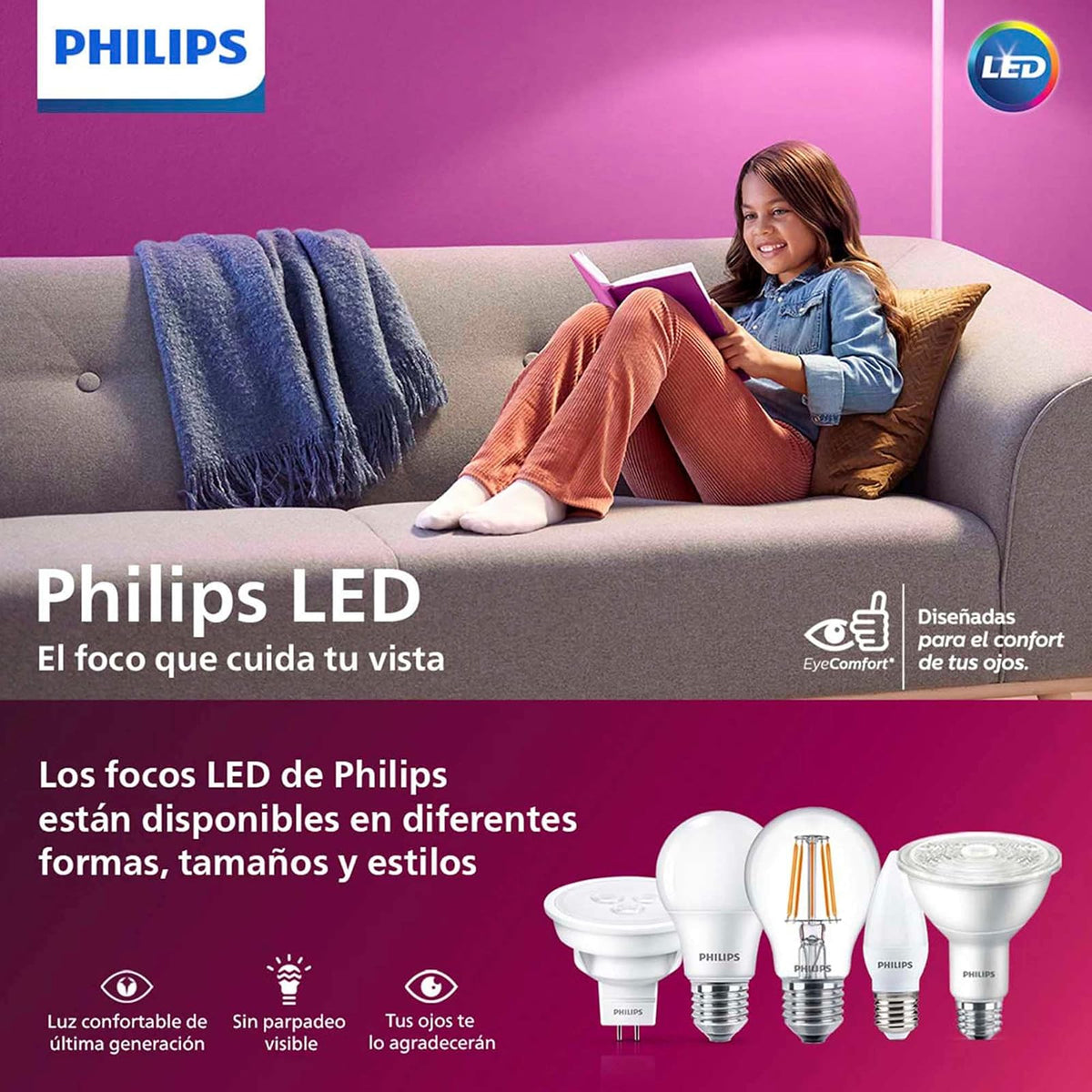 Philips LED Foco MINIBULB G45 3.5W (40W) Luz Cálida 3Pack