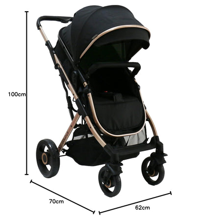 PRINSEL | Carriola y Autoasiento para Bebé | Carriola y Sistemas de Viaje/Paseo | Gold LX | Negro | De 0 Meses a 3 Años, Hasta 18 kg, Fácil Cierre, Asiento Reversible, Portabebé, Amplia Canastilla | Artículos para Bebés - Recién Nacido