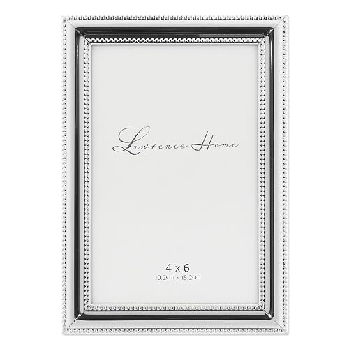 Lawrence Frames 510746 Metal Picture Frame Silver-Plate with Delicate Beading, 4 by 6 Inch
