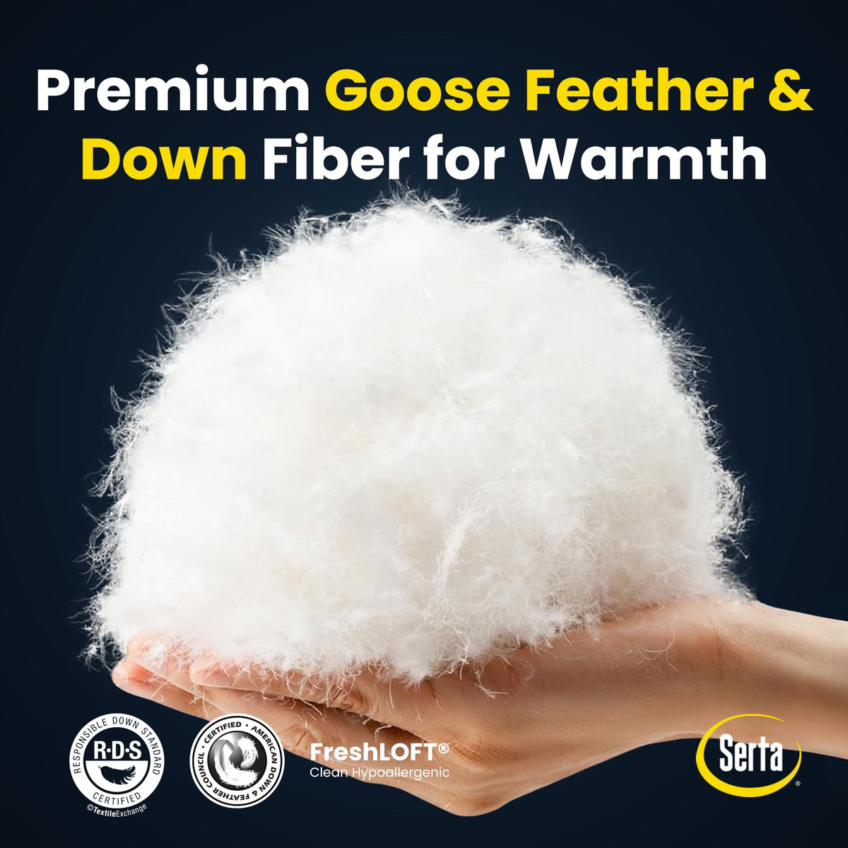 Serta Goose Feathers - Edredón de Fibra de plumón tamaño King, 100% algodón, edredón hipoalergénico de Lujo de Hotel, 94 onzas, Extra cálido, 106 x 90 Pulgadas, Color Blanco