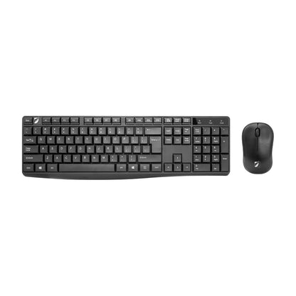 Green Leaf 18-8374 Kit Multimedia Teclado y Mouse Inalambrico 3D, 1000 DPIs, 104 Teclas, Negro