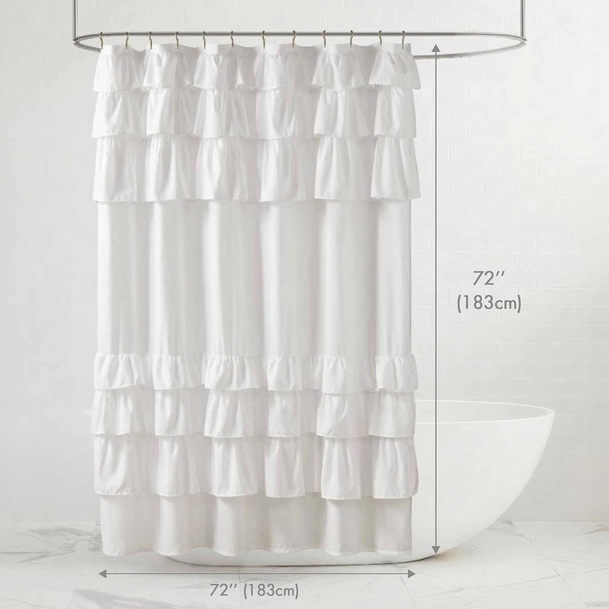 Madison Park Grace - Cortina de Ducha Blanca para baño, 72 x 72 Pulgadas, Color Blanco