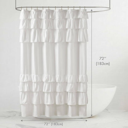 Madison Park Grace - Cortina de Ducha Blanca para baño, 72 x 72 Pulgadas, Color Blanco