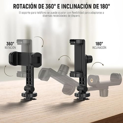 NEEWER Soporte para Teléfono Compatible con dji Osmo Pocket 4 3 Xtra Muse | Compatible con Insta360 Luna Ultra DJI Osmo 360, Soporte Móvil de Expansión de Accesorios, Rosca de 1/4" para Trípode, AC021