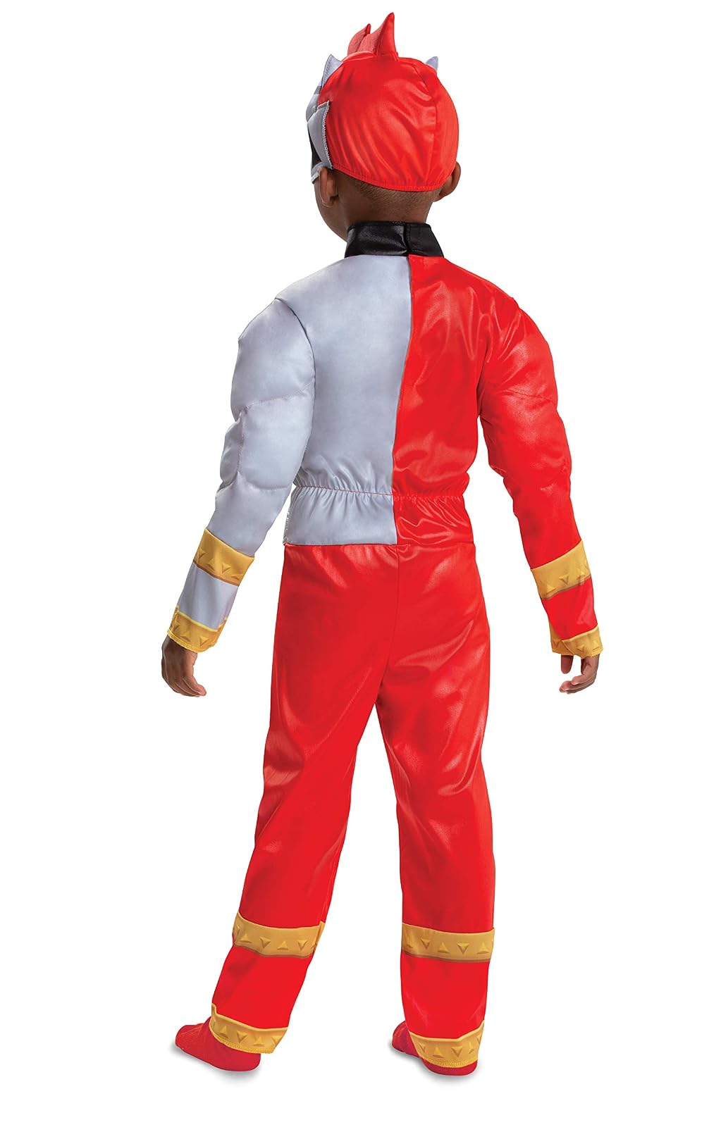 Disfraz muscular de Red Ranger para niño, traje oficial de Power Rangers Dino Fury con máscara, talla M (3T-4T)