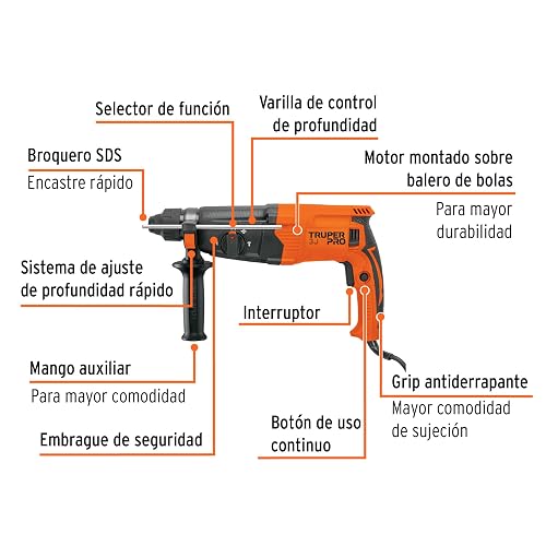 TRUPER ROEL-30A, Rotomartillo SDS/destornillador 3.2 J, 800W
