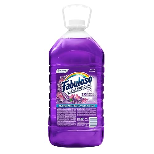 Fabuloso Limpiador Multiusos Líquido Frescura Activa Lavanda 6.2 L | Antiviral y Antibacterial. Limpiador Desinfectante que Brinda 24 Horas de Frescura