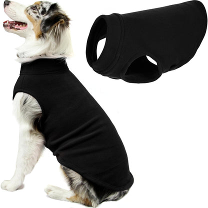 Gooby Chaleco de Forro Polar Elástico para Perro, Clima Frío - Negro - 6X-Large Longitud: (27")